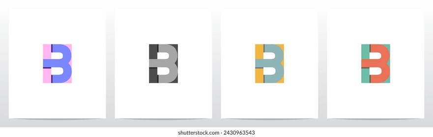 Letter Inside Rectangle Frame Initial Logo Design B