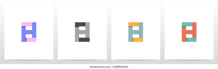 Letter Inside Rectangle Frame Initial Logo Design H