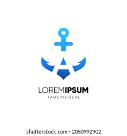 Letter A Intial Anchor Logo Design Vector Icon Graphic Illustration Background Template