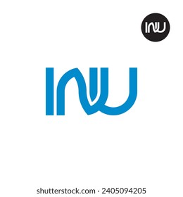 Diseño de logotipo de monograma de la carta INU