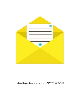 letter invitation envelope decoration Christmas flat design icon.