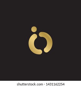 Letter io linked lowercase logo design template elements. Gold letter Isolated on black  background. Suitable for business, consulting group company.