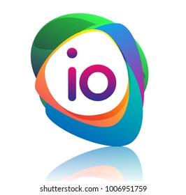 Letter IO logo with colorful splash background, letter combination logo design for creative industry, web, business and company.