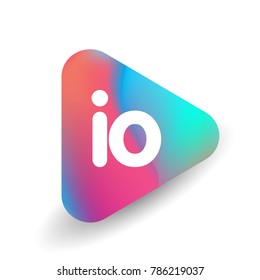Letter IO logo in triangle shape and colorful background, letter combination logo design for business and company identity.
