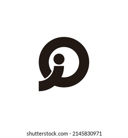 letter io simple linked circle line logo vector