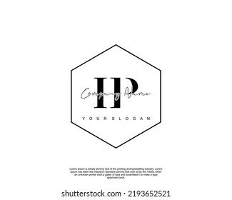 Letter IP Initial handwriting logo with signature and hand drawn style.