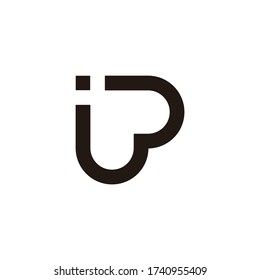 letter ip linked geometric linear symbol logo vector