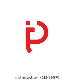 Letter Ip Simple Geometric Red Line Logo Vector