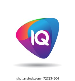Letter IQ logo with colorful splash background, letter combination logo design for creative industry, web, business and company.