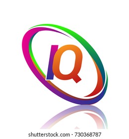 letter IQ logotype design for company name colorful swoosh. vector logo for business and company identity.