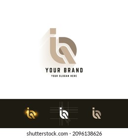 Letter iQ or Q monogram logo with grid method design
