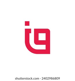 letter iq simple linked connect line logo vector 