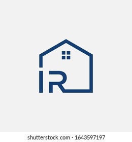 letter IR with House element. Construction logo template, Home and Real Estate icon. Housing Complex Simple Vector Logo Template. - vector
