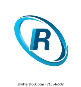 letter IR logotype design for company name colored blue swoosh. vector logo for business and company identity.