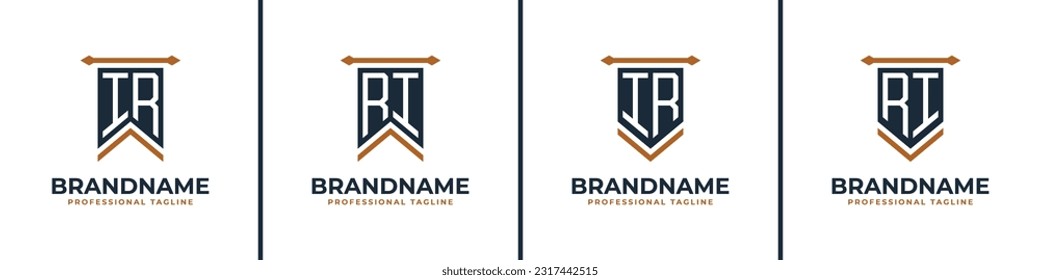 Letter IR and RI Pennant Flag Logo Set, Represent Victory. Suitable for any business with IR or RI initials.