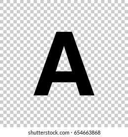 Letter A isolated on transparent background. Black symbol for your design. Vector illustration, easy to edit.