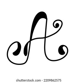 Letter A isolated on white background. Lettering. Hand drawn linear A.