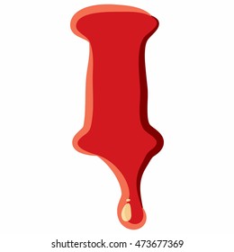 I letter isolated on white background. Red bloody I letter vector illustration