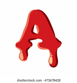 A letter isolated on white background. Red bloody A letter vector illustration