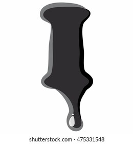 I letter isolated on white background. Black liquid oil I letter vector illustration