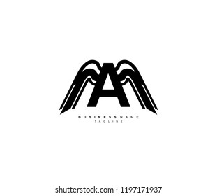 Letter A Isolated Strong Wings Shape Element Logo
