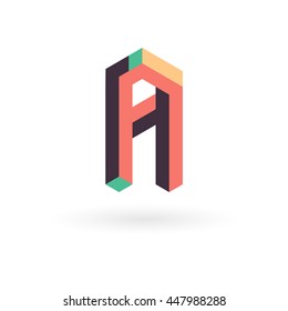 Letter A isometric logo design.
