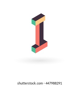 Letter I isometric logo design.