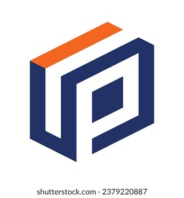 letter UP isometric logo icon vector design