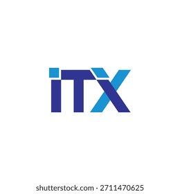 letra itx simples azul link linhas geométricas logotipo vetor 