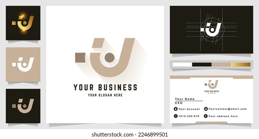 Letter iU or iJ monogram logo with business card design