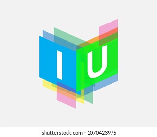 Letter IU logo with colorful geometric shape, letter combination logo design for creative industry, web, business and company.