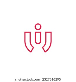 vector de logotipo geométrico simple de contorno iu de letra 