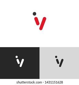 Letter iv linked lowercase logo design template elements. Red letter Isolated on black white grey background. Suitable for business, consulting group company.