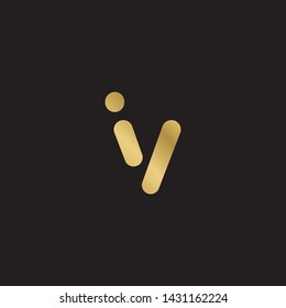 Letter iv linked lowercase logo design template elements. Gold letter Isolated on black  background. Suitable for business, consulting group company.