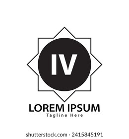 Logo des Buchstaben IV. IV Logo-Design, Vektorgrafik für Kreativunternehmen, Unternehmen, Industrie