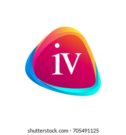 Letter IV logo in triangle shape and colorful background, letter combination logo design for company identity.