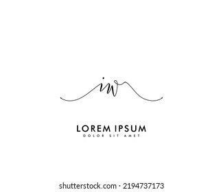 Letter IW Initial handwriting logo with signature and hand drawn style.