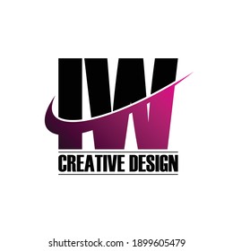 Letra IW diseño simple de logotipo vectorial