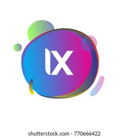 Letter IX logo with colorful splash background, letter combination logo design for creative industry, web, business and company.
