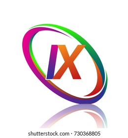 letter IX logotype design for company name colorful swoosh. vector logo for business and company identity.