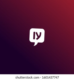 Letter IY Alphabetic Logo Design Template, Line Logo Concept, Purple and White