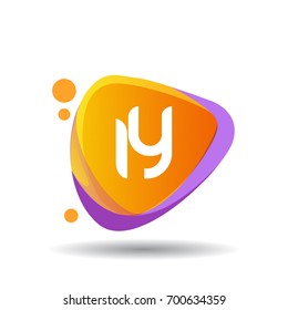 Letter IY logo in triangle splash and colorful background, letter combination logo design for creative industry, web, business and company.