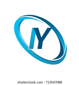 letter IY logotype design for company name colored blue swoosh. vector logo for business and company identity.