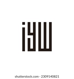 Letter iyw rectangles, square geometric symbol simple logo vector