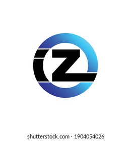 Letter IZ circle logo design vector