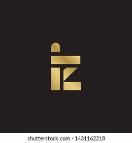 Letter iz linked lowercase logo design template elements. Gold letter Isolated on black  background. Suitable for business, consulting group company.