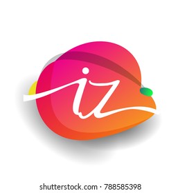 Letter IZ logo with colorful splash background, letter combination logo design for creative industry, web, business and company.