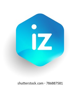 Letter IZ logo in hexagon shape and colorful background, letter combination logo design for business and company identity.
