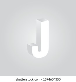 Letter J, 3D alphabet vector.