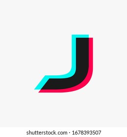 letter J with 3d glitch effect